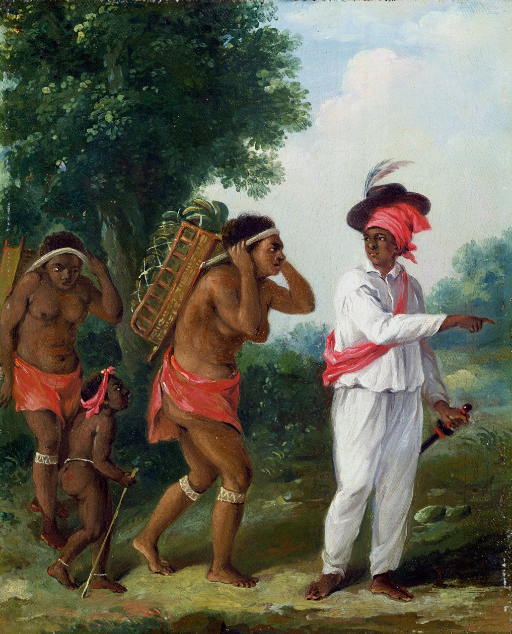 رجل من غرب الهند الملون ، يدير امرأتين كاريبيتين مع طفل ، ج .1780 بواسطة أغوستينو برونياس