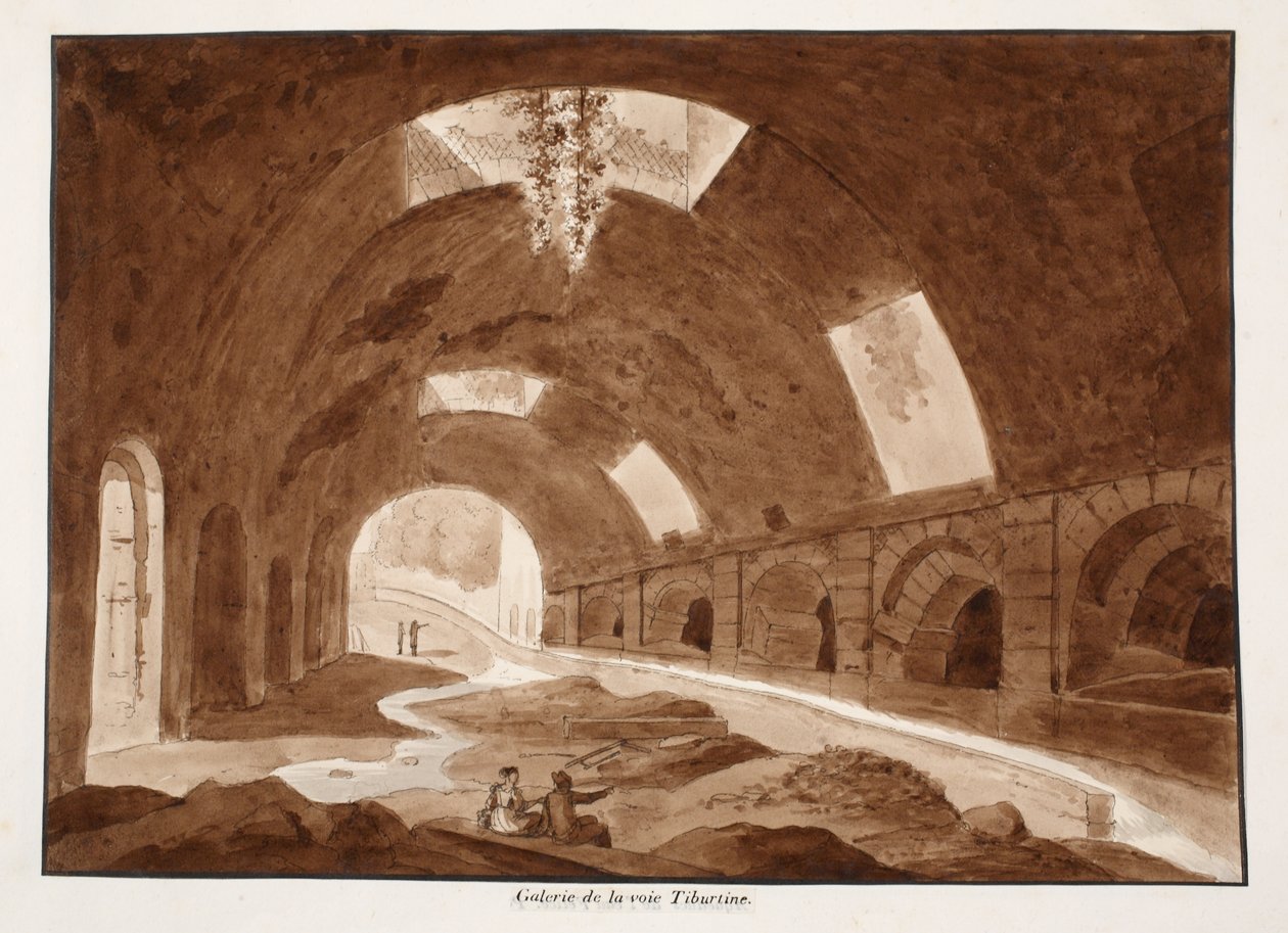 معرض في فيا تيبورتينا ، 1833 (النقش بغسل بني) بواسطة اجوستينو توفانيلي