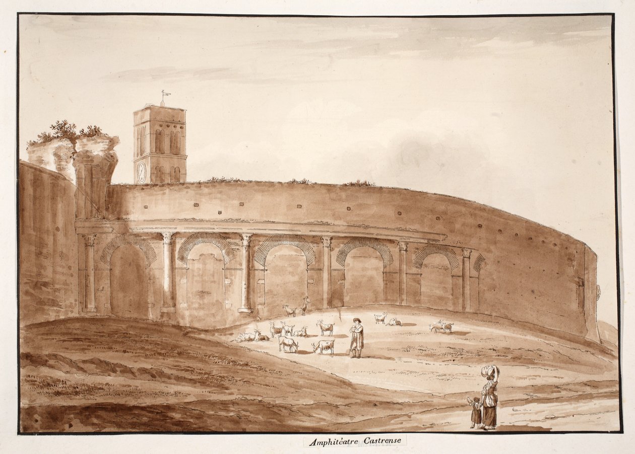 Amphiteatrum Castrense ، 1833 (النقش بغسل بني) بواسطة اجوستينو توفانيلي