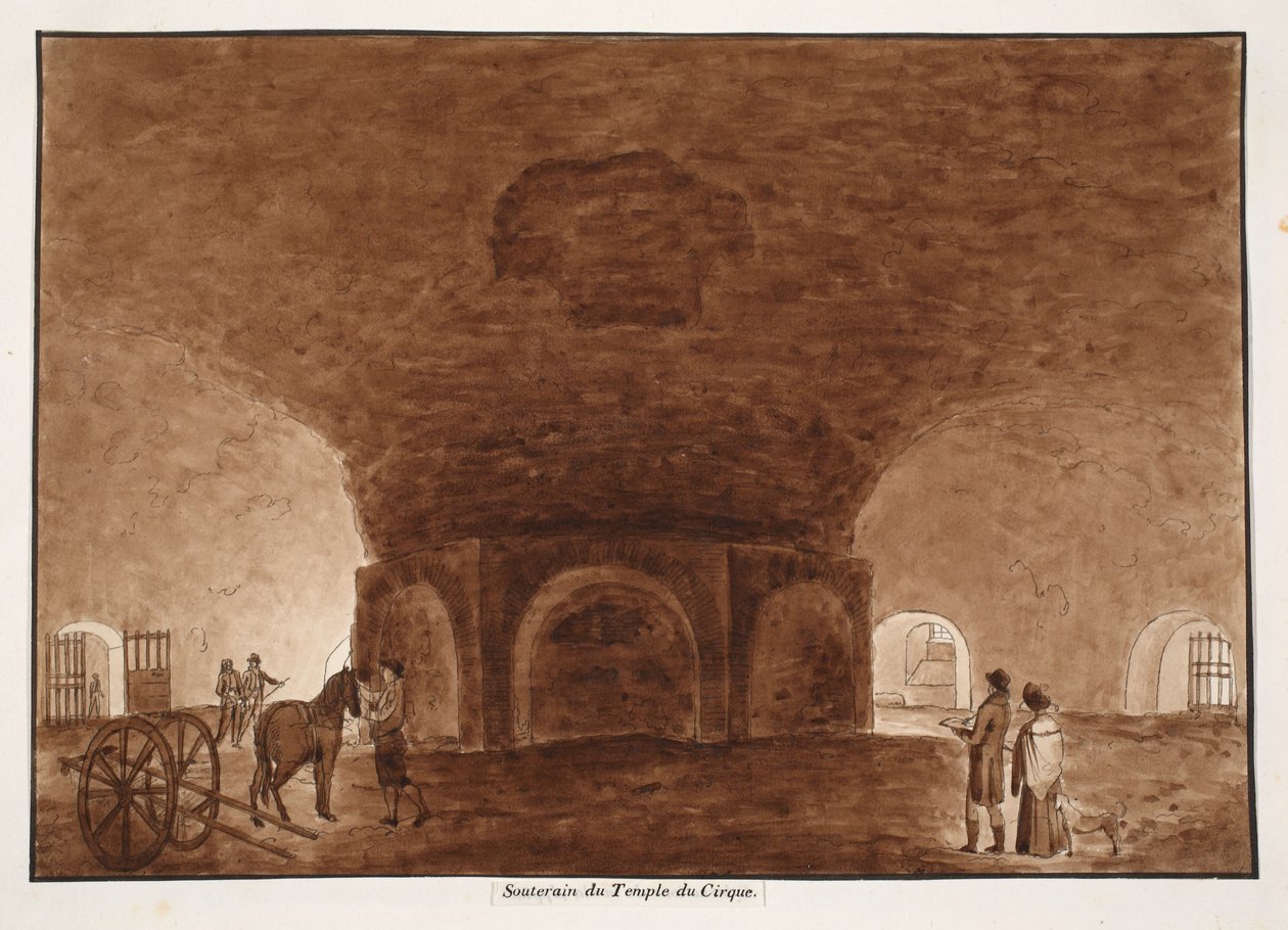 بدروم معبد السيرك ، 1833 (النقش بغسل بني) بواسطة اجوستينو توفانيلي