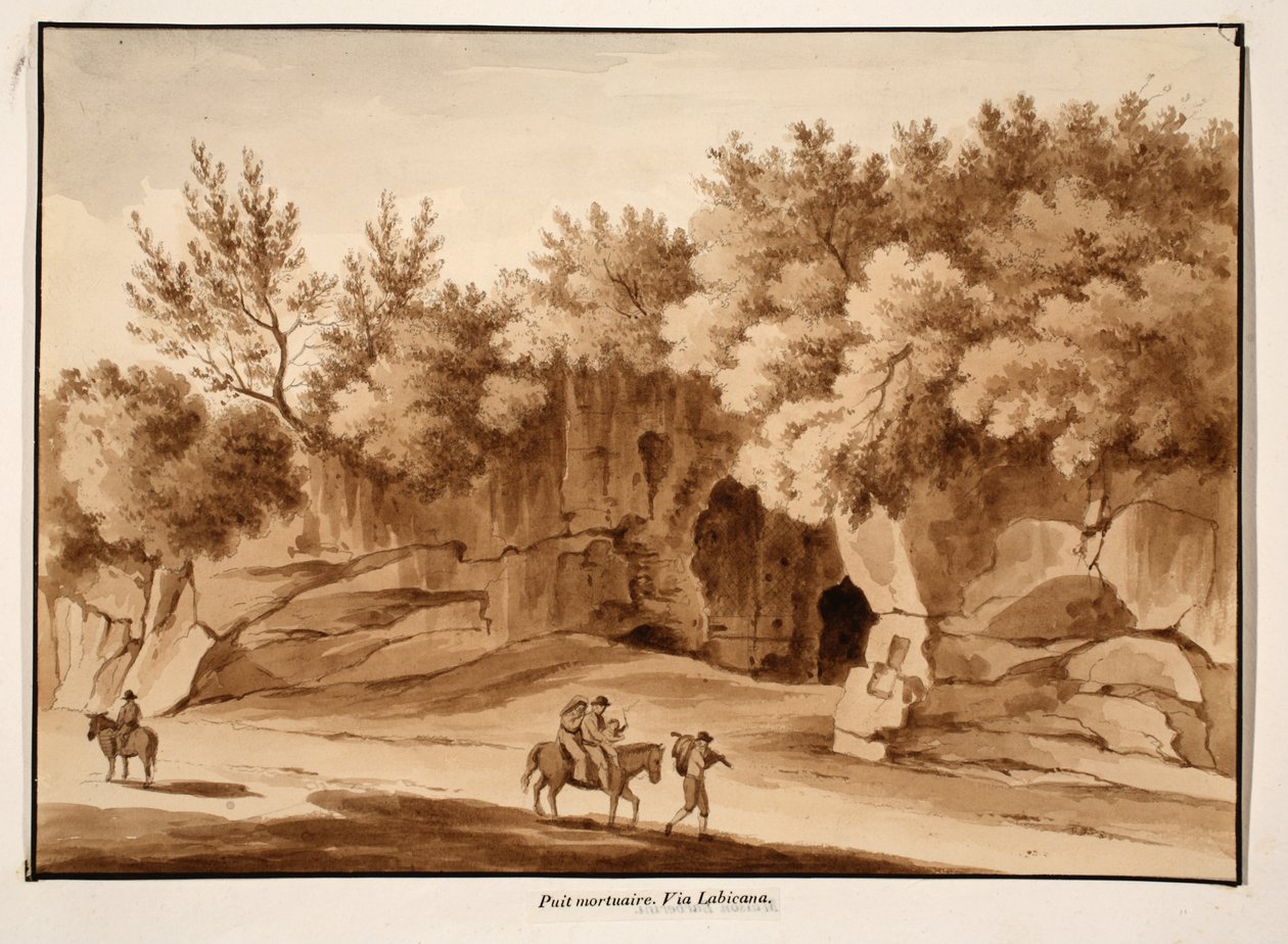 غرفة الدفن ، عبر Labicana ، 1833 (النقش بغسل بني) بواسطة اجوستينو توفانيلي