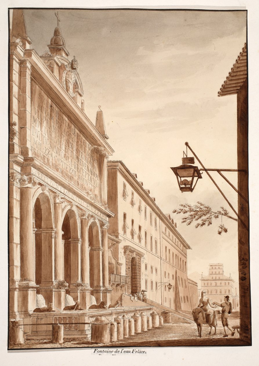فونتانا ديل أكوا فيليس ، 1833 (النقش بغسل بني) بواسطة اجوستينو توفانيلي