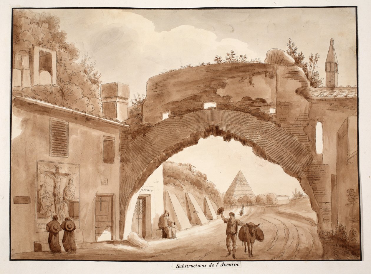أسس Aventine ، 1833 (النقش بغسل بني) بواسطة اجوستينو توفانيلي