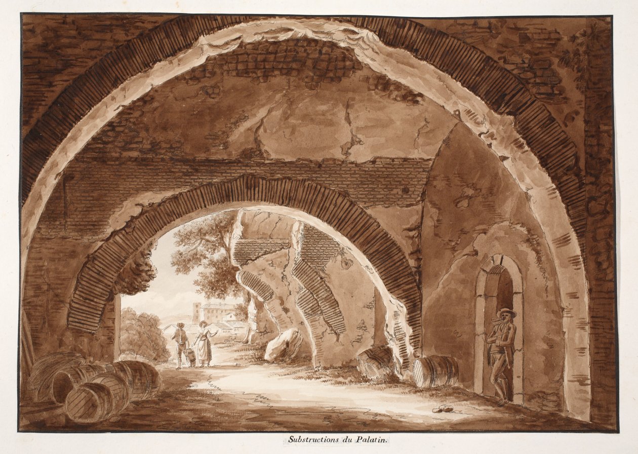أسس بالاتين ، 1833 (النقش بغسل بني) بواسطة اجوستينو توفانيلي