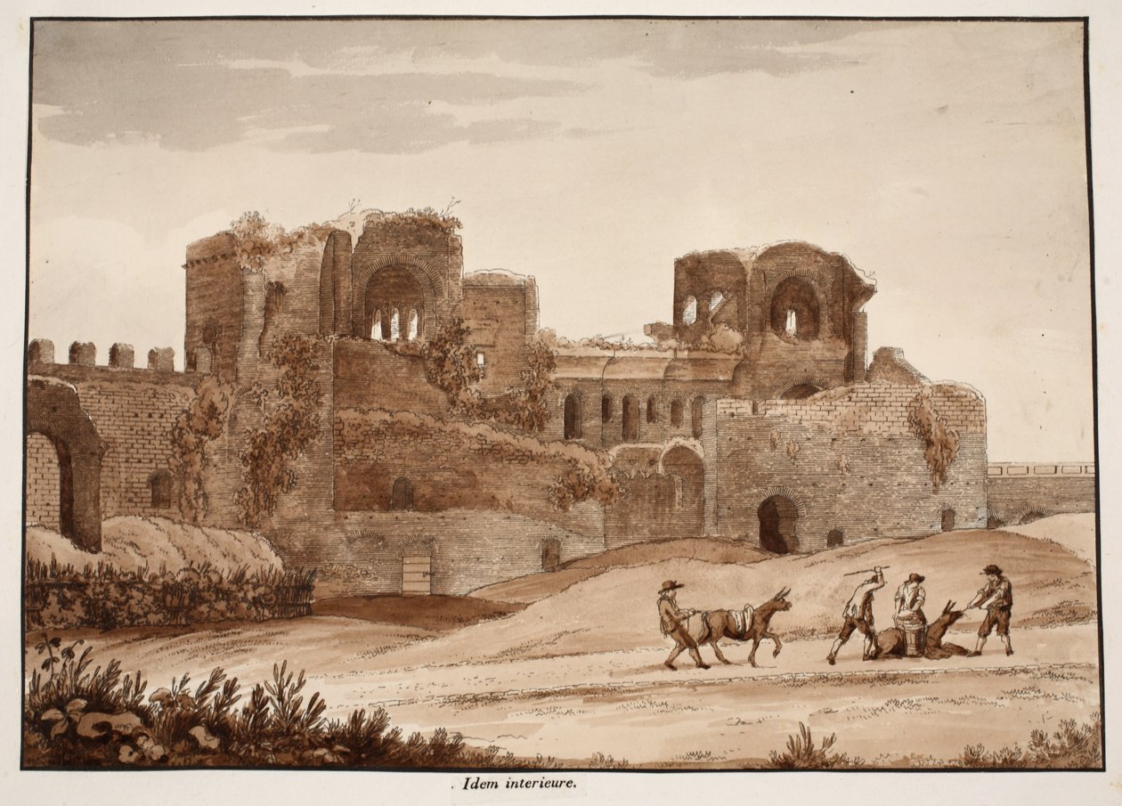 الجزء الداخلي من Porta Asinaria ، 1833 (النقش بغسل بني) بواسطة اجوستينو توفانيلي