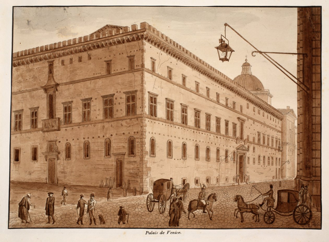 Palazzo di Venezia، 1833 (النقش بغسل بني) بواسطة اجوستينو توفانيلي