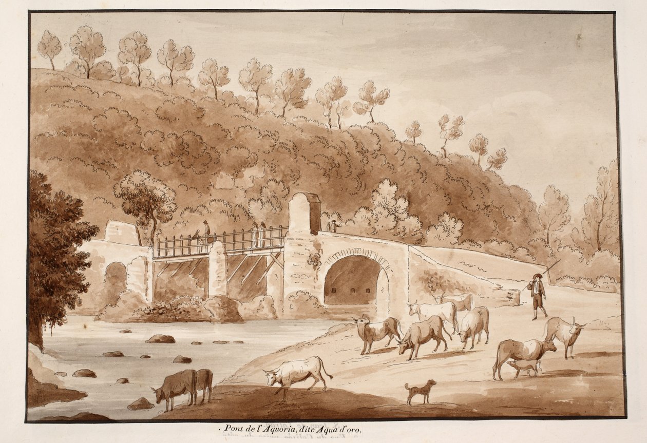 بونتي أكوريا ، أو أكوا دورو ، 1833 (النقش بغسل بني) بواسطة اجوستينو توفانيلي