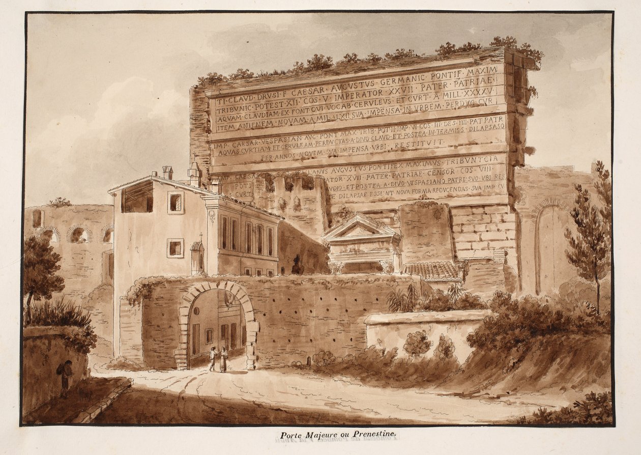 بورتا ماجيوري أو برينستينا ، 1833 (النقش بغسل بني) بواسطة اجوستينو توفانيلي