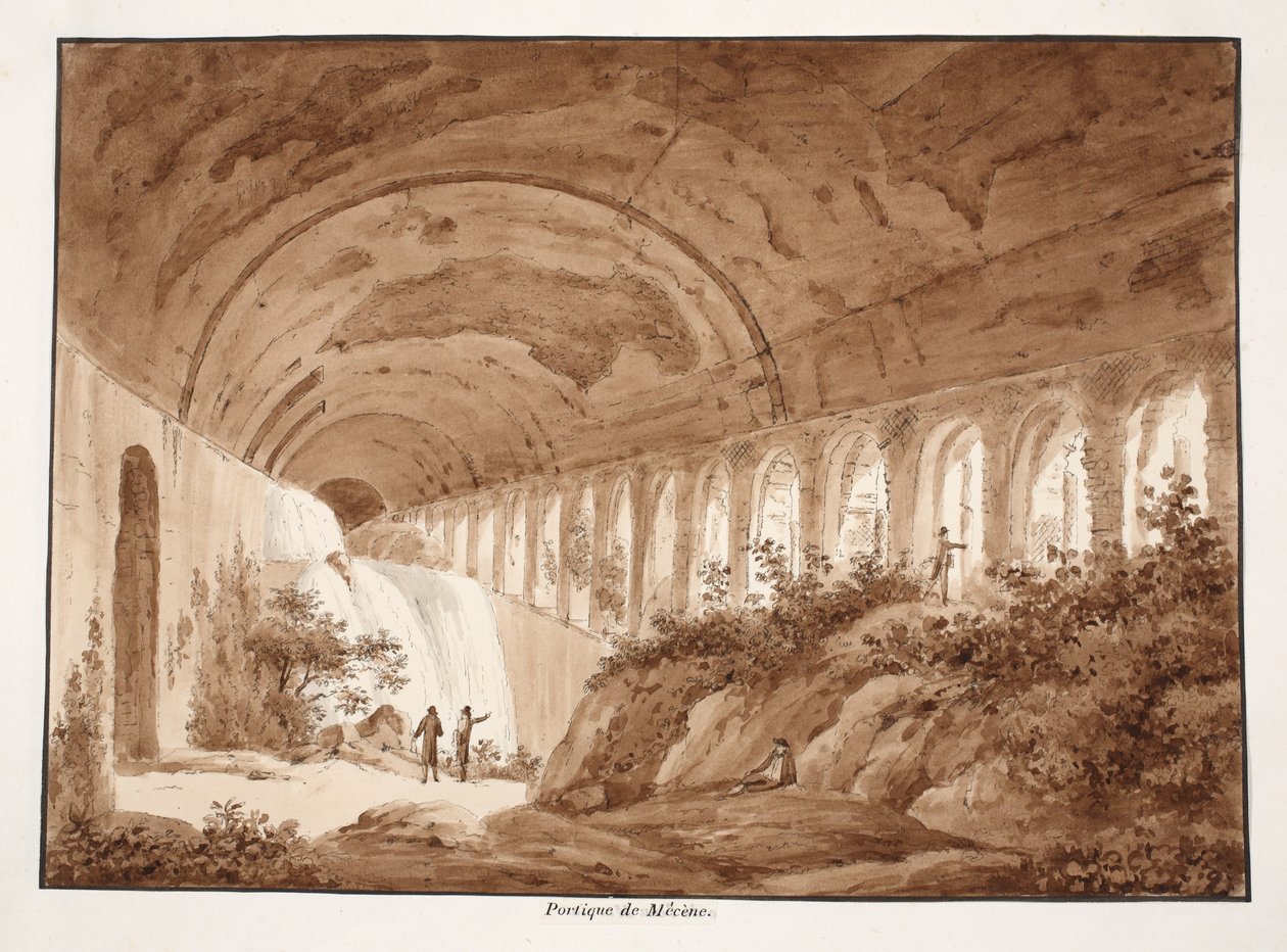 رواق فيلا Maecenas ، 1833 (النقش بغسل بني) بواسطة اجوستينو توفانيلي