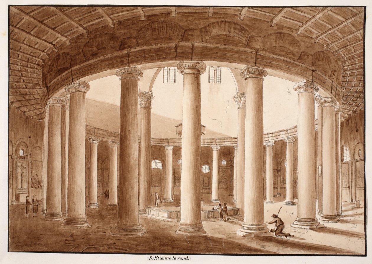 سانتو ستيفانو روتوندو ، 1833 (النقش بغسل بني) بواسطة اجوستينو توفانيلي