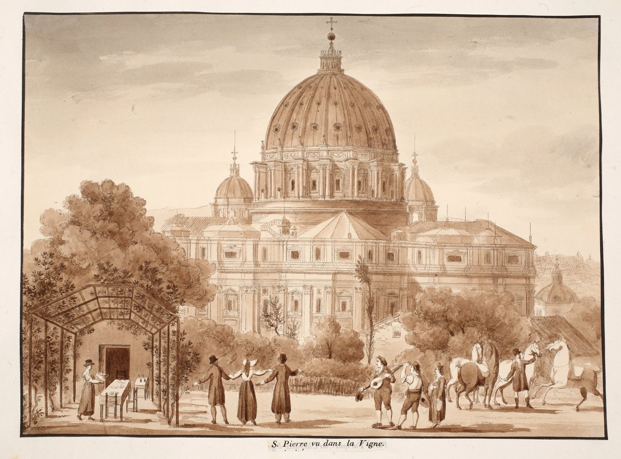 ينظر إلى القديس بطرس من كرم ، 1833 (النقش بغسل بني) بواسطة اجوستينو توفانيلي