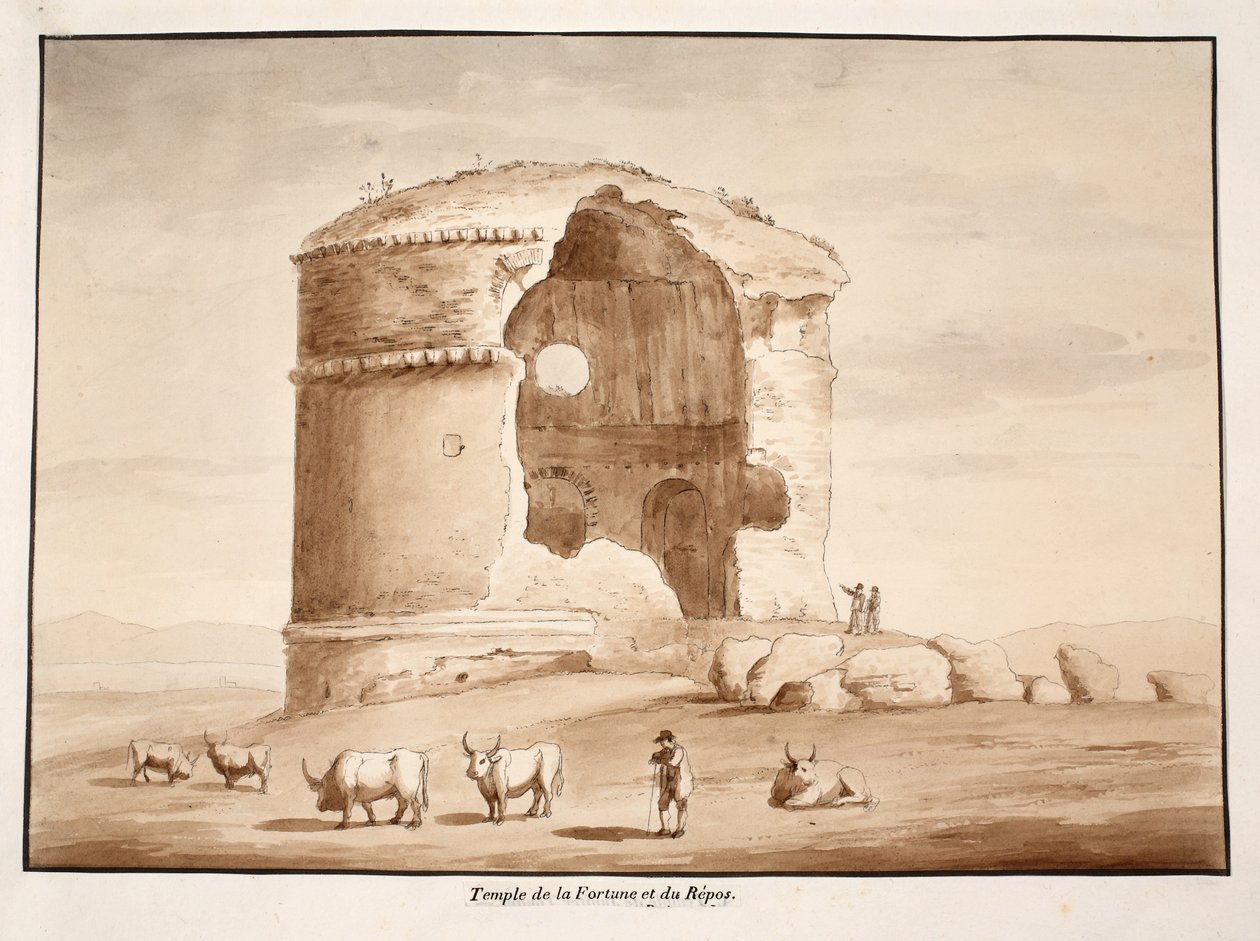 معبد الثروة والراحة ، 1833 (النقش بغسل بني) بواسطة اجوستينو توفانيلي