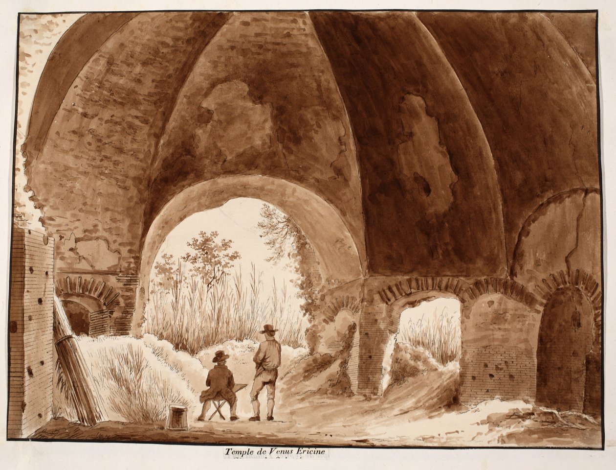 معبد فينوس إريسين ، 1833 (النقش بغسل بني) بواسطة اجوستينو توفانيلي