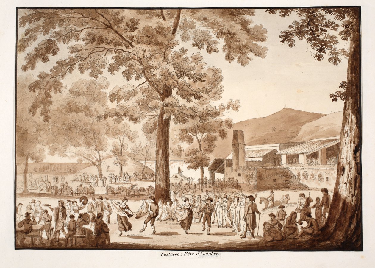 تيستاشيو: مهرجان أكتوبر 1833 (النقش بغسل بني) بواسطة اجوستينو توفانيلي