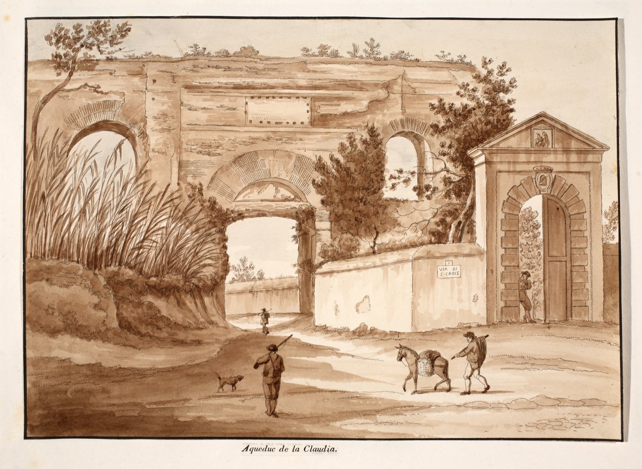 أكوا كلوديا ، 1833 (النقش بغسل بني) بواسطة اجوستينو توفانيلي