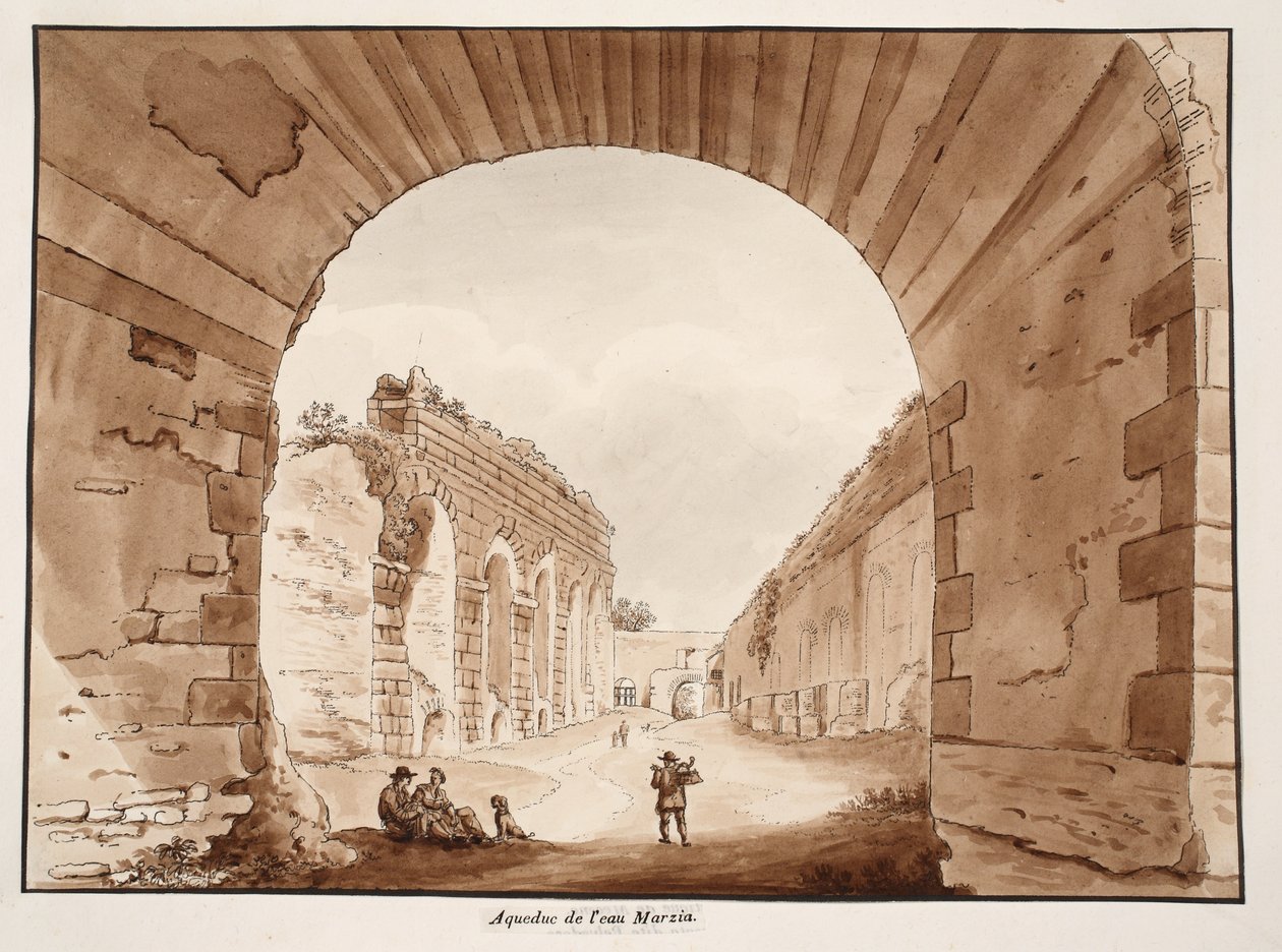 أكوا مارسيا ، 1833 (النقش بغسل بني) بواسطة اجوستينو توفانيلي
