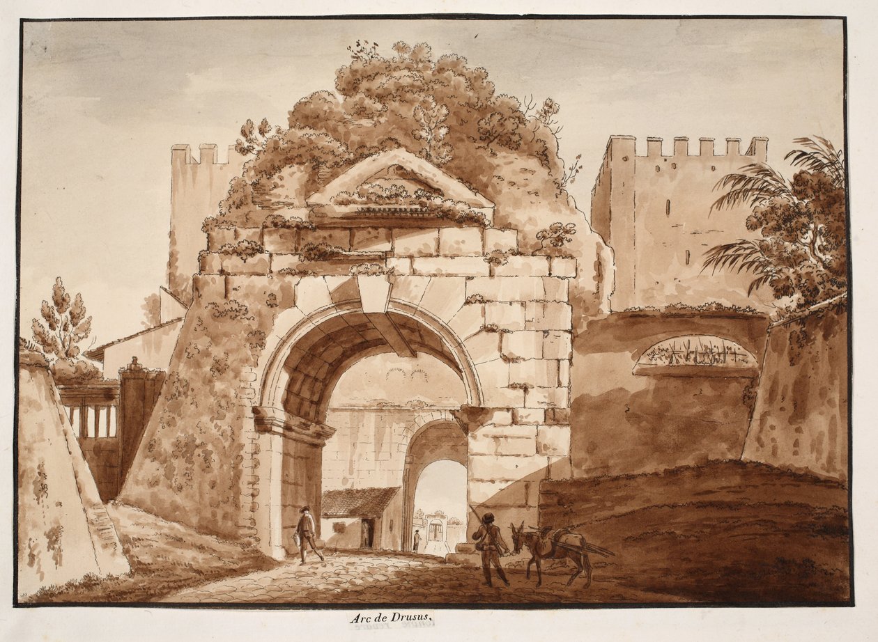 The Arch of Drusus، 1833 (النقش بغسل بني) بواسطة اجوستينو توفانيلي