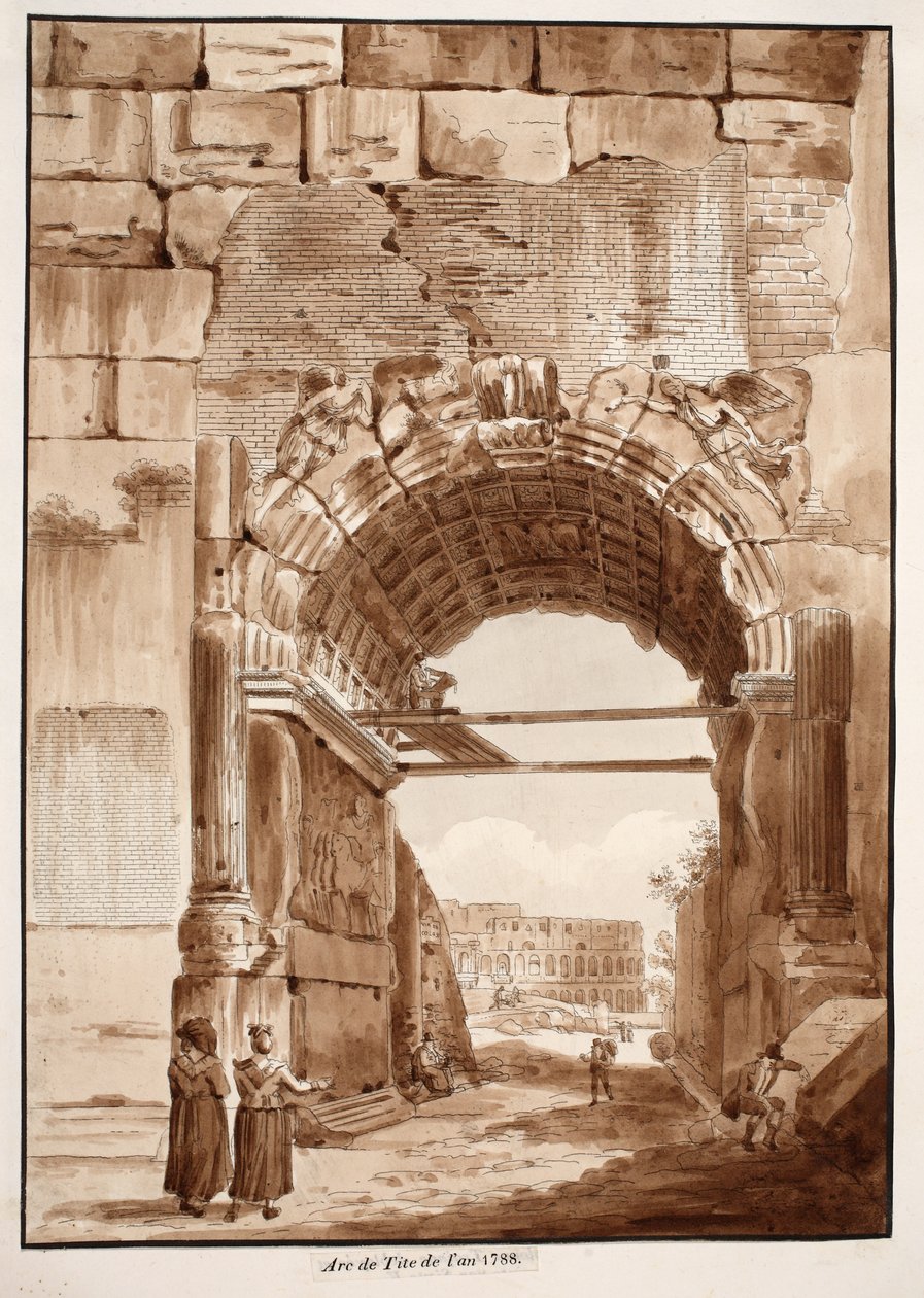 قوس تيتوس في 1788 ، 1833 (النقش بغسل بني) بواسطة اجوستينو توفانيلي