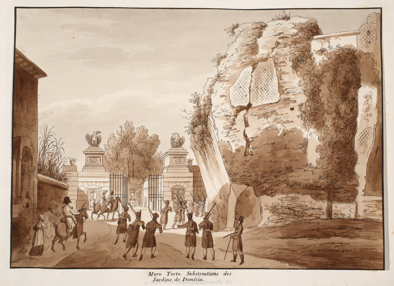 ال مورو تورتو ، وأسس حدائق دوميتيان ، 1833 (النقش بغسل بني) بواسطة اجوستينو توفانيلي