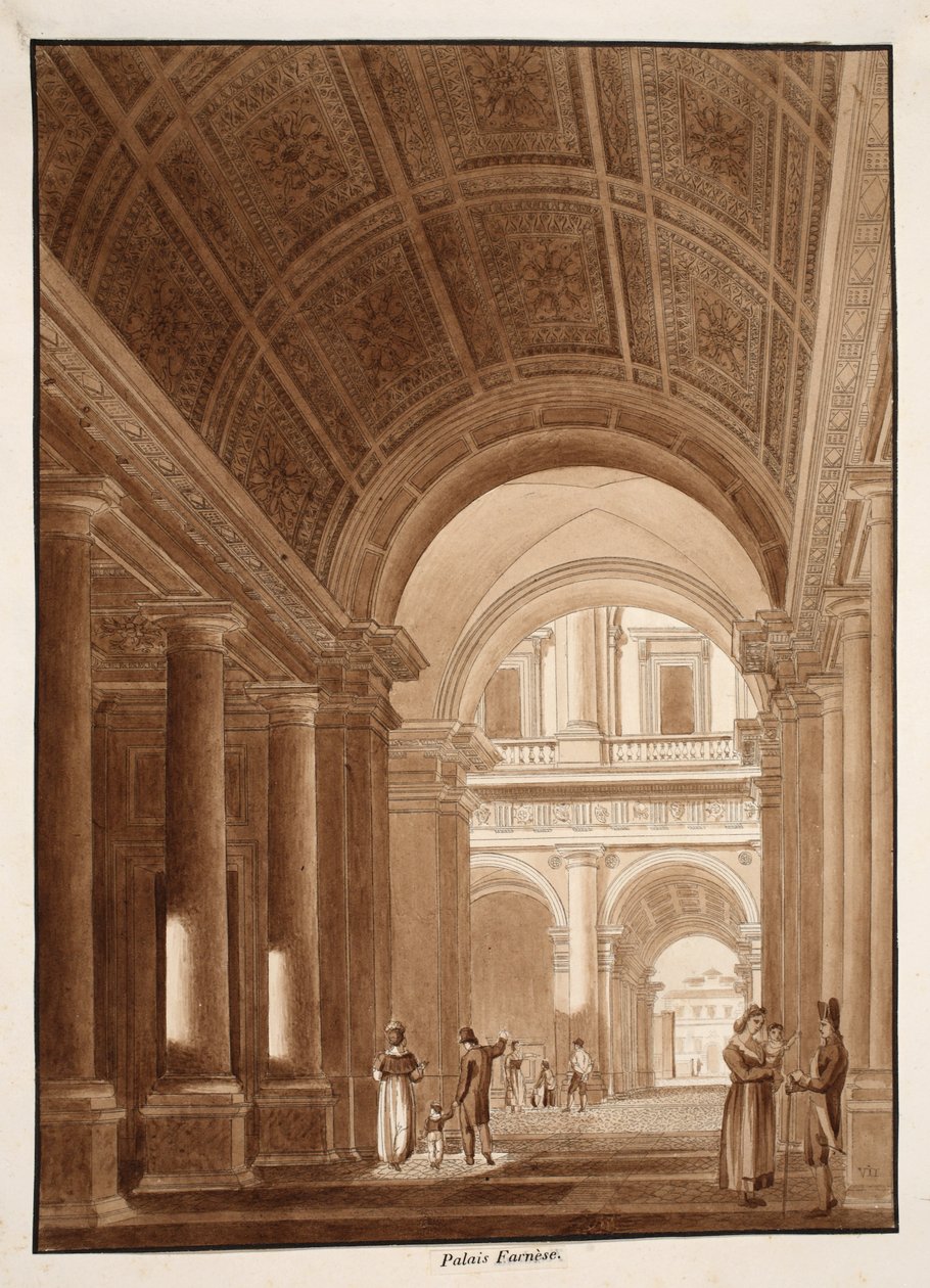 Palazzo Farnese ، 1833 (النقش بغسل بني) بواسطة اجوستينو توفانيلي