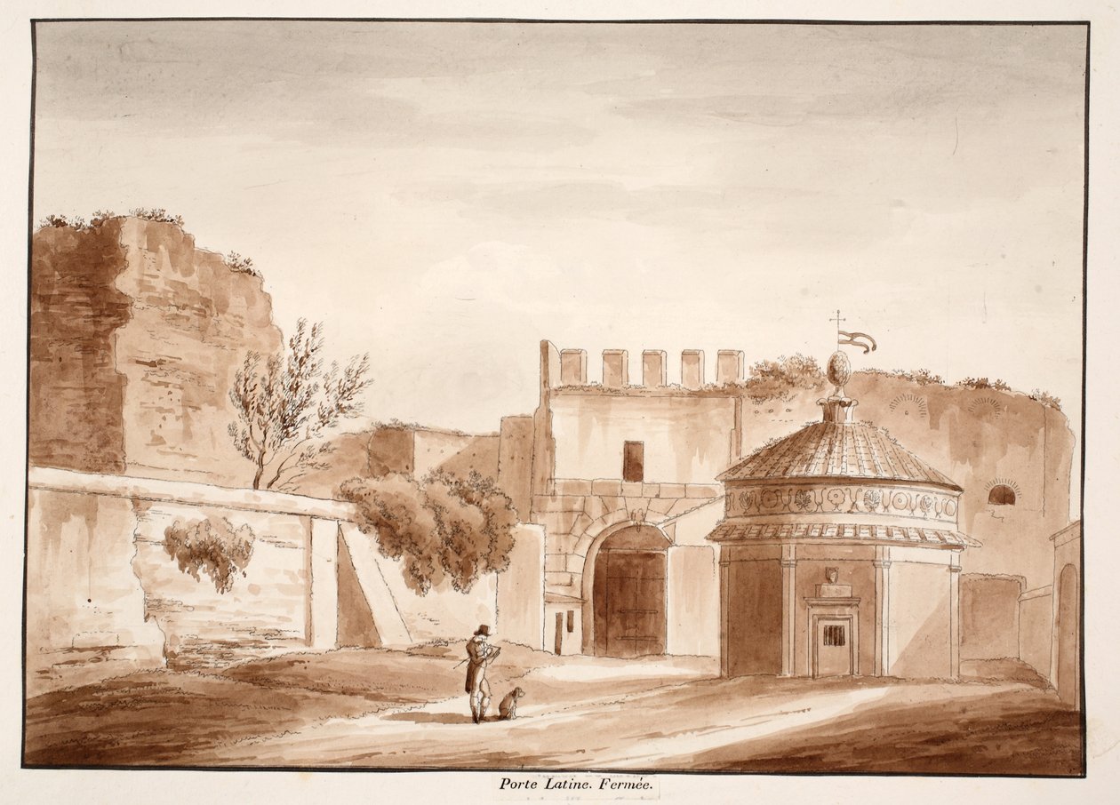 بورتا لاتينا ، مغلقة ، 1833 (النقش بغسل بني) بواسطة اجوستينو توفانيلي
