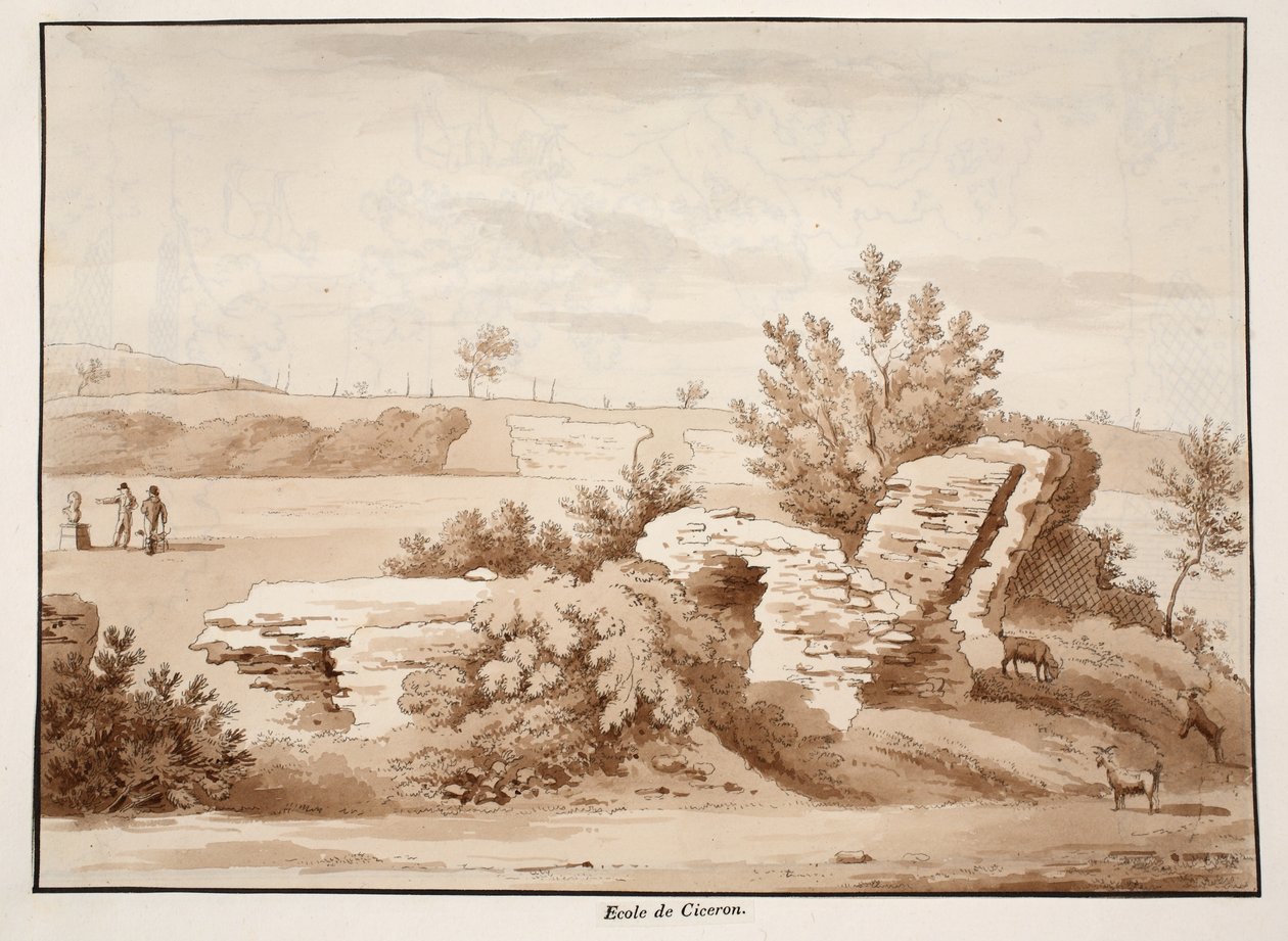 مدرسة سيسيرو ، 1833 (النقش بغسل بني) بواسطة اجوستينو توفانيلي