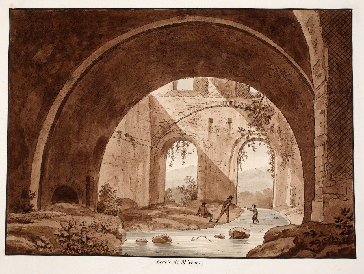 إسطبلات فيلا Maecenas ، 1833 (النقش بغسل بني) بواسطة اجوستينو توفانيلي