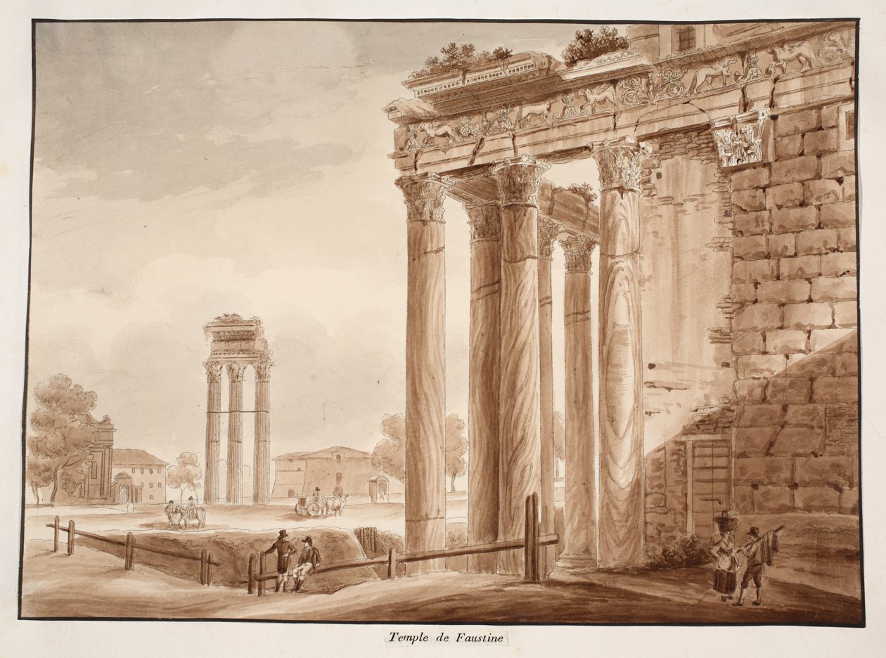 معبد فوستينا ، 1833 (النقش بغسل بني) بواسطة اجوستينو توفانيلي