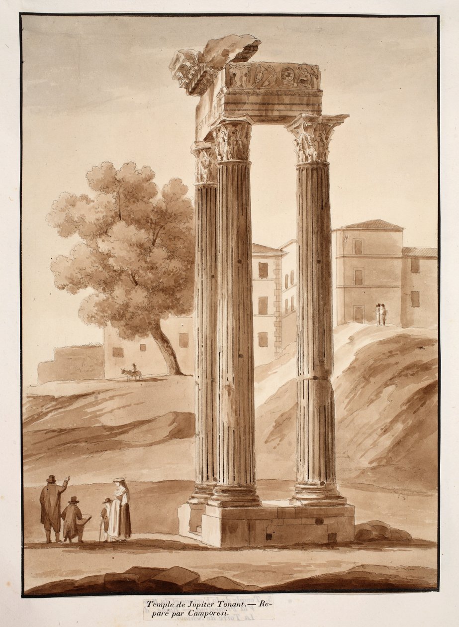 معبد جوبيتر تونانز - تم ترميمه بواسطة كامبوريسي ، 1833 (النقش بغسل بني) بواسطة اجوستينو توفانيلي