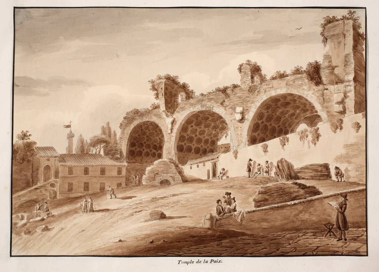 معبد السلام ، 1833 (النقش بغسل بني) بواسطة اجوستينو توفانيلي