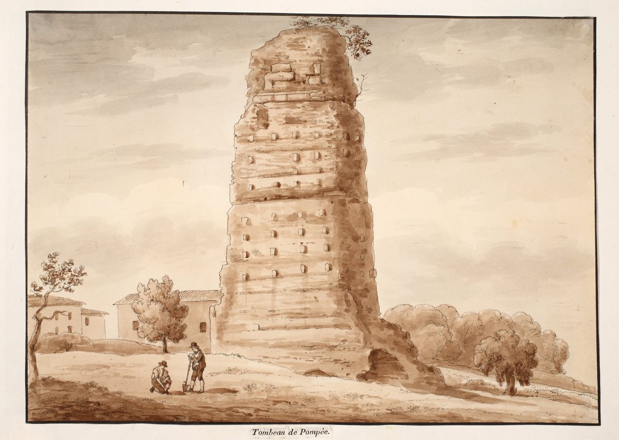 مقبرة بومبي ، 1833 (النقش بغسل بني) بواسطة اجوستينو توفانيلي