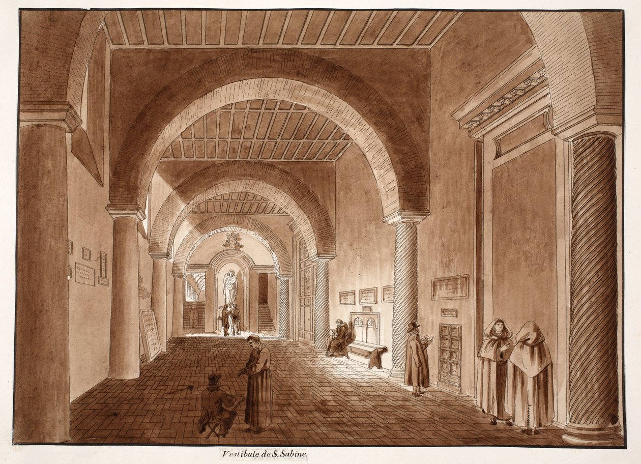 دهليز سانتا سابينا ، 1833 (النقش بغسل بني) بواسطة اجوستينو توفانيلي