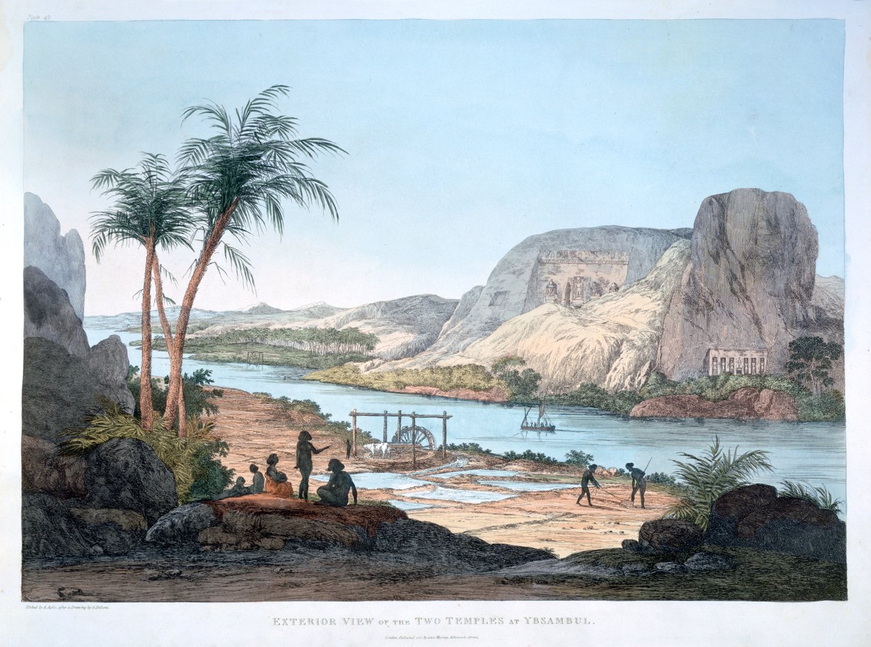 المنظر الخارجي للمعابد في إبسامبول ، مصر ، 1820 بواسطة اجوستينو اجليو