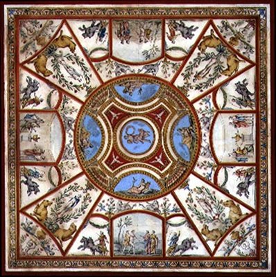 تصميم السقف لغرفة الإفطار المطلية في Kedlestone Hall ، Derbyshire ، حوالي عام 1760 (قلم حبر وألوان مائية على ورق) بواسطة أغوستينو برونياس