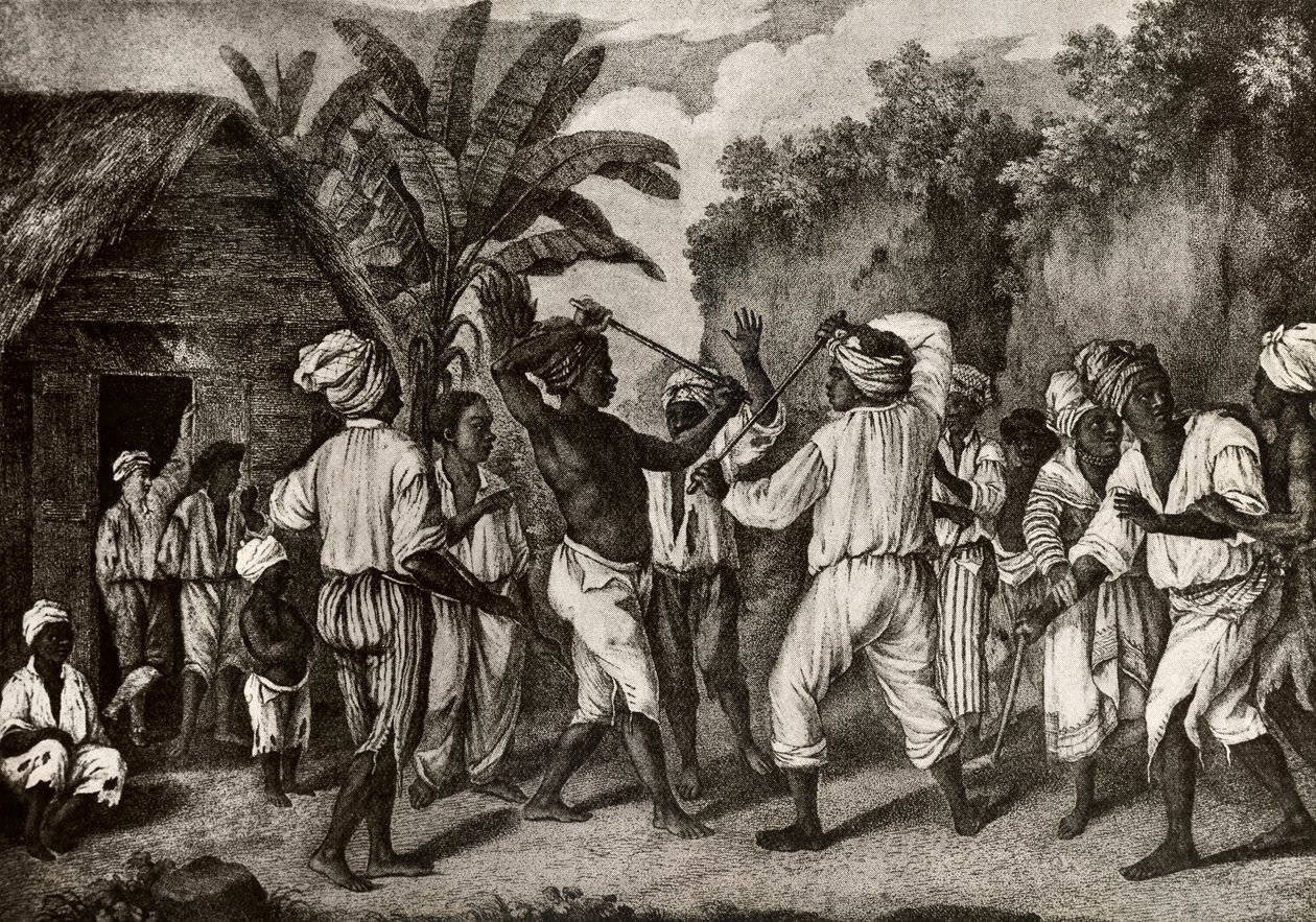 Cudgeling Match between English and French Negroes on Island of Dominica, Santo Domingo بواسطة أغوستينو برونياس