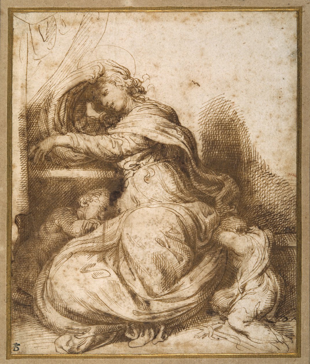 Madonna and Child with St John, all asleep (pen & brown ink and brown wash) بواسطة أغوستينو كاراتشي