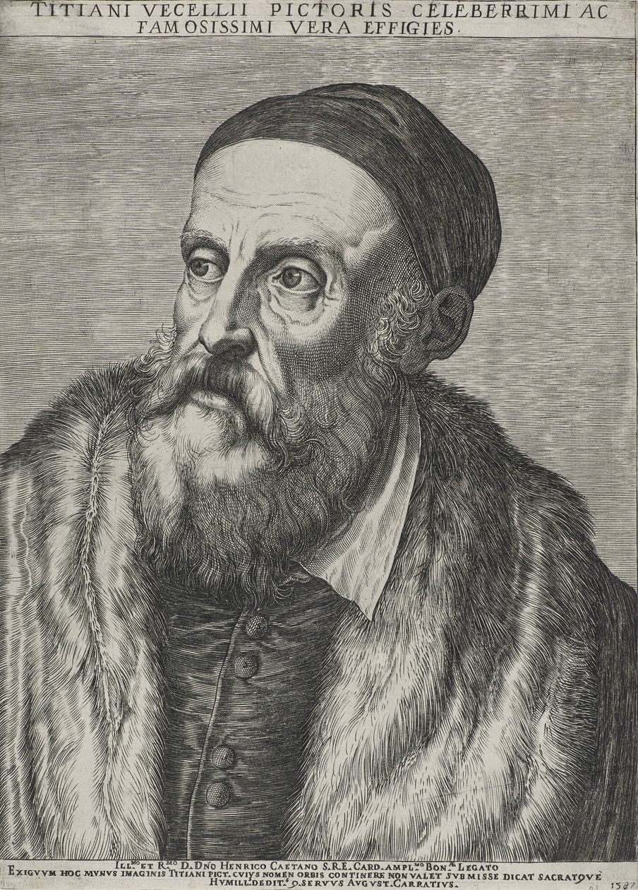 Portait of Titian ، 1587 (النقش على ورق مزوّد بعلامة مائية) بواسطة أغوستينو كاراتشي