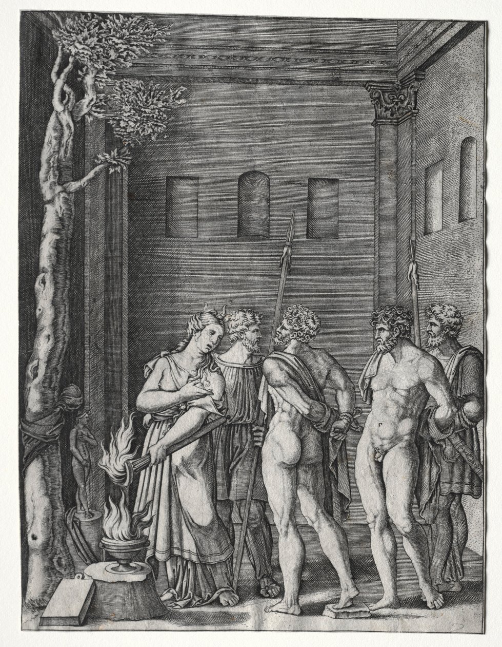 جلبت Orestes و Pylades إلى Iphigenia للتضحية ، 15141536. بواسطة أغوستينو موسي