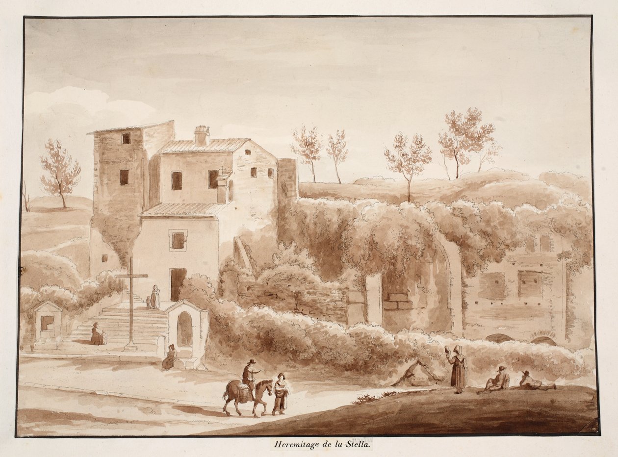 صومعة مادونا ديلا ستيلا ، 1833 (النقش بغسل بني) بواسطة اجوستينو توفانيلي