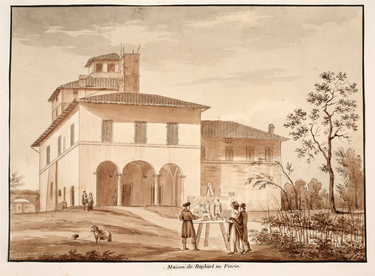 بيت رافائيل على Pincio ، 1833 (النقش بغسل بني) بواسطة اجوستينو توفانيلي