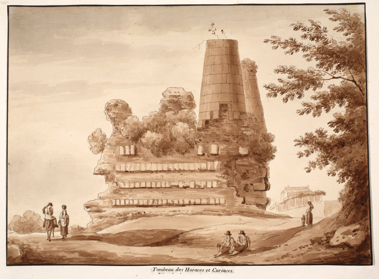 قبر الحوراتي وكورياتي ، 1833 (النقش بغسل بني) بواسطة اجوستينو توفانيلي