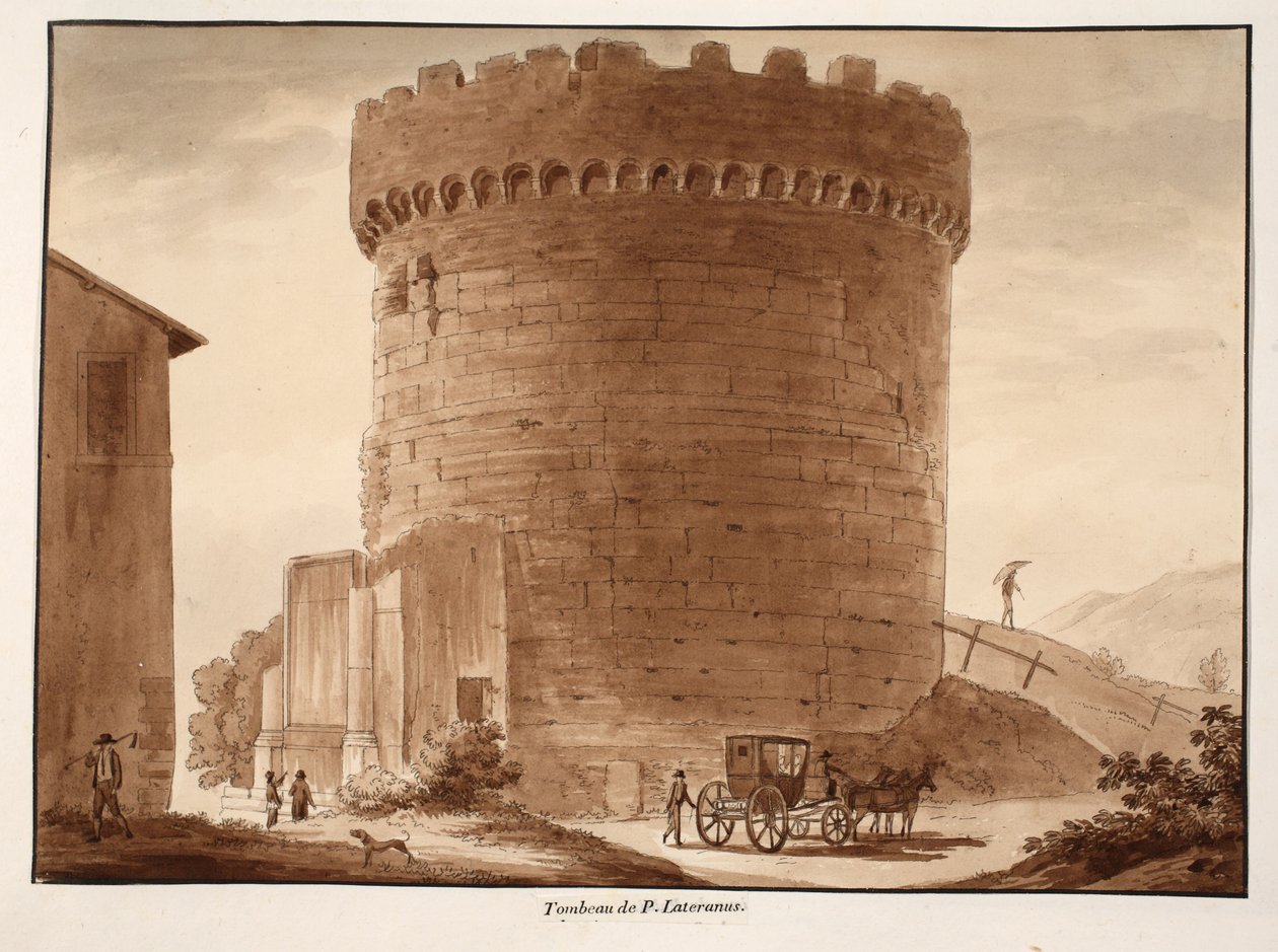 قبر الحوراتي وكورياتي ، 1833 (النقش بغسل بني) بواسطة اجوستينو توفانيلي