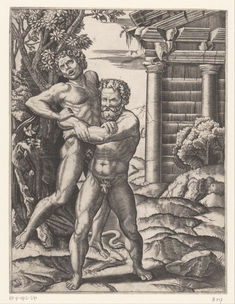 هرقل يتصارع مع Antaeus بواسطة أغوستينو فينيزيانو