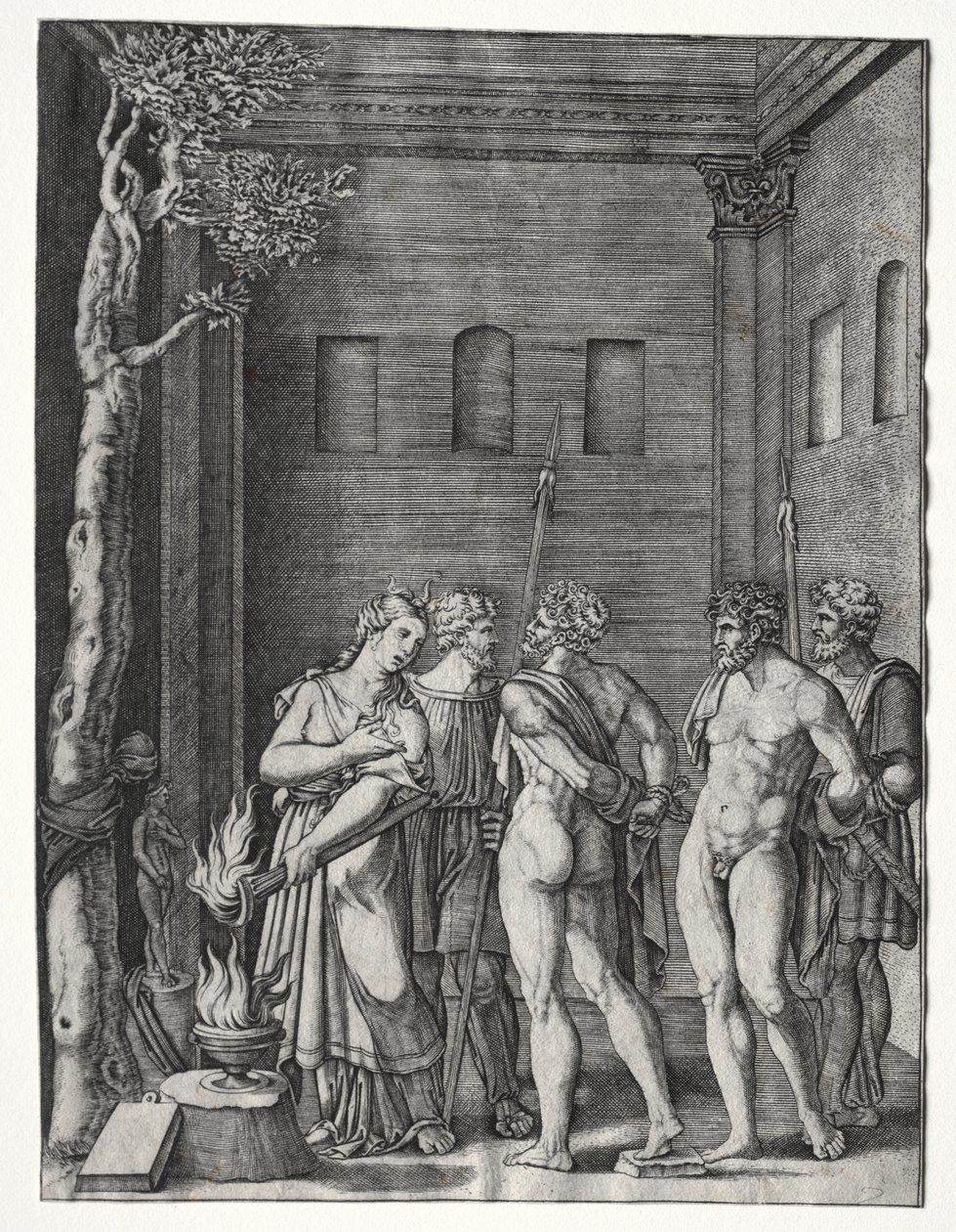 جلب Orestes و Pylades إلى Iphigenia للتضحية بواسطة أغوستينو فينيزيانو