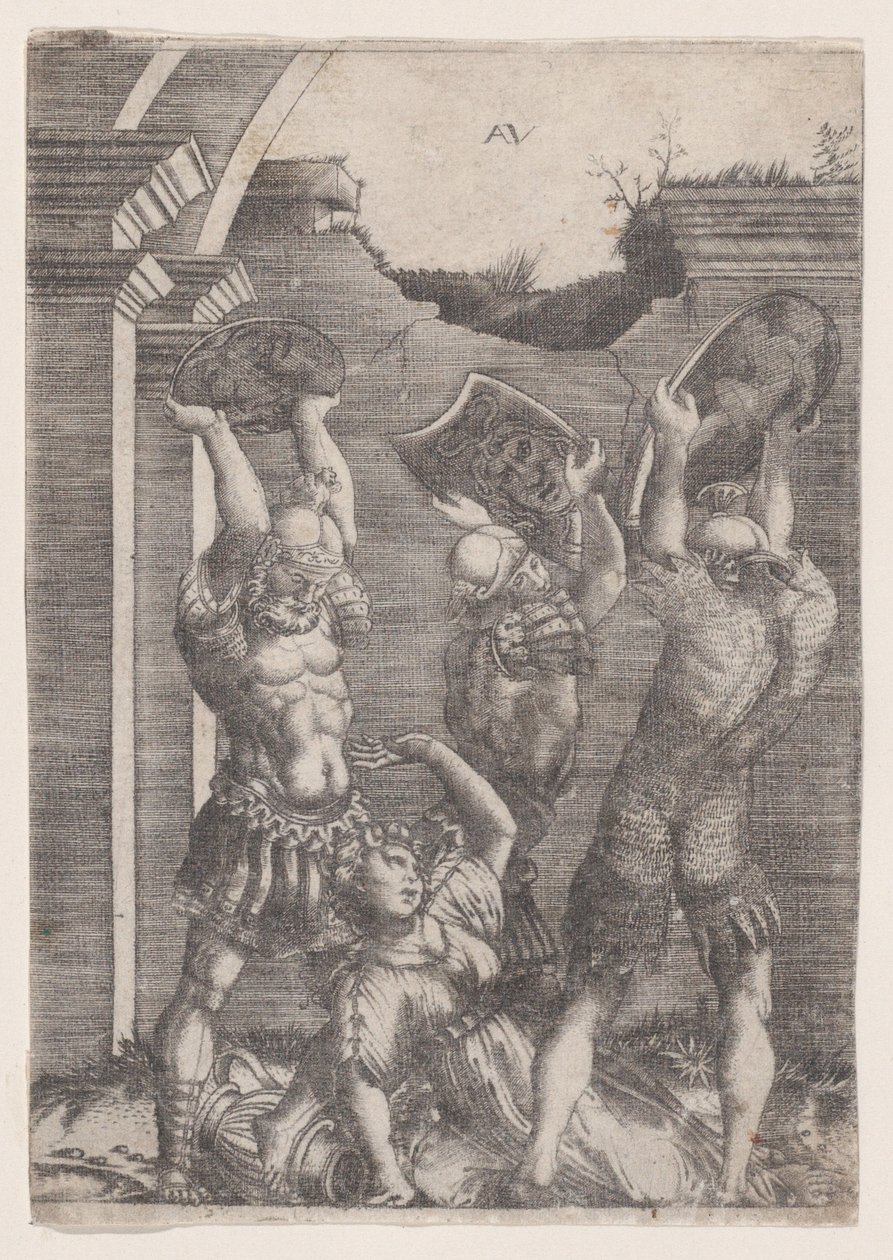 سحق نبات Tarpeia بواسطة Sabines ، كاليفورنيا. 1514-3 بواسطة أغوستينو فينيزيانو