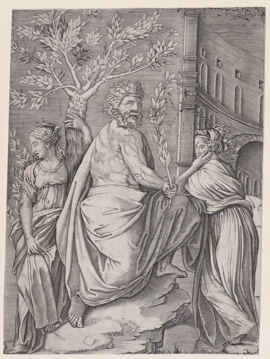 الرجل ذو غصن الغار ، كاليفورنيا. 1514-36. بواسطة أغوستينو فينيزيانو