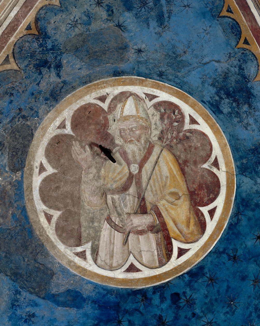 قديس أسقف ، تفاصيل الامتداد الرابع للسقف (فريسكو) بواسطة Agostino di Marsiglio