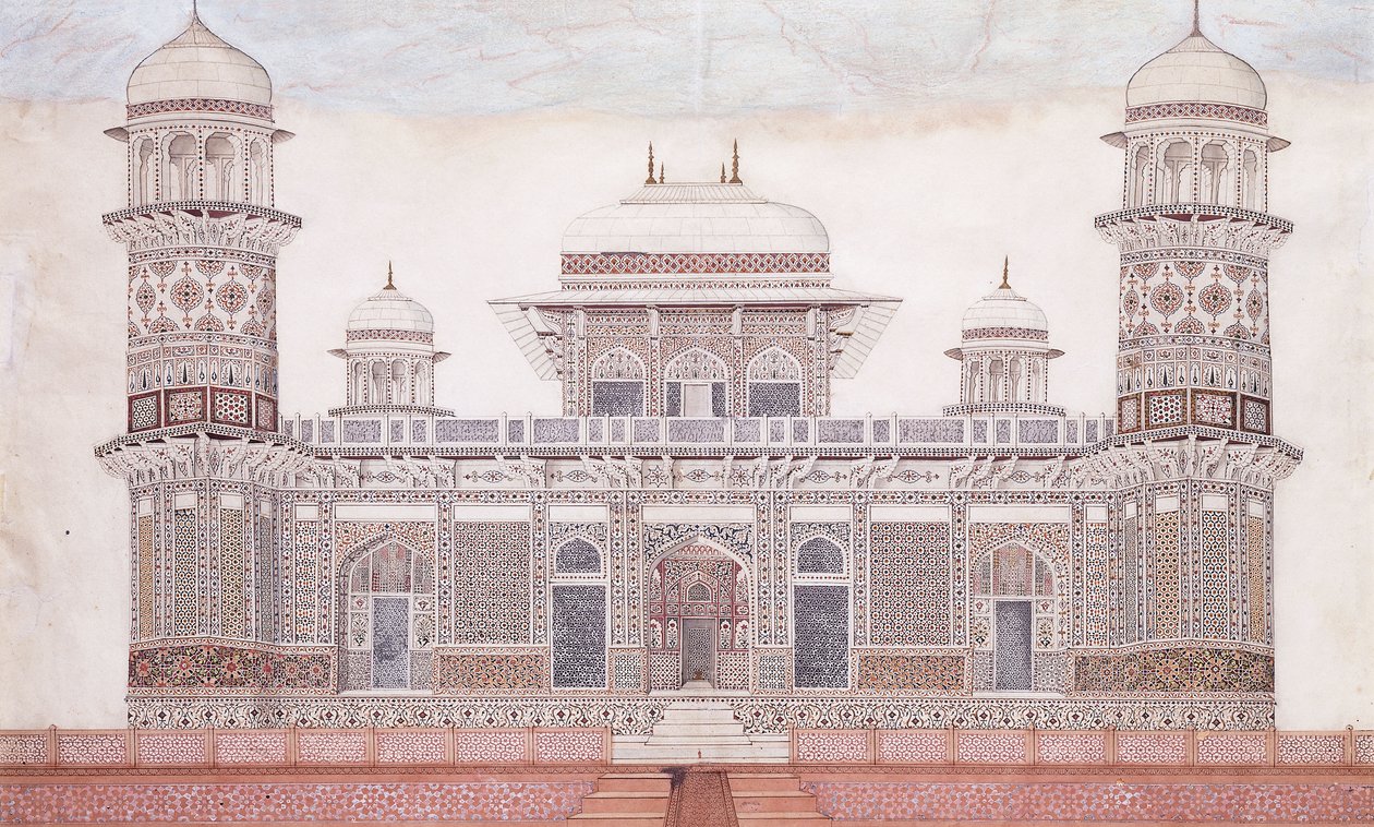 قبر الإتماد الدولة ، حوالي عام 1815 (رسم وقلم وحبر أسود ، ث - ج ، تم زيادته بلمسات س) بواسطة مدرسة اجرا