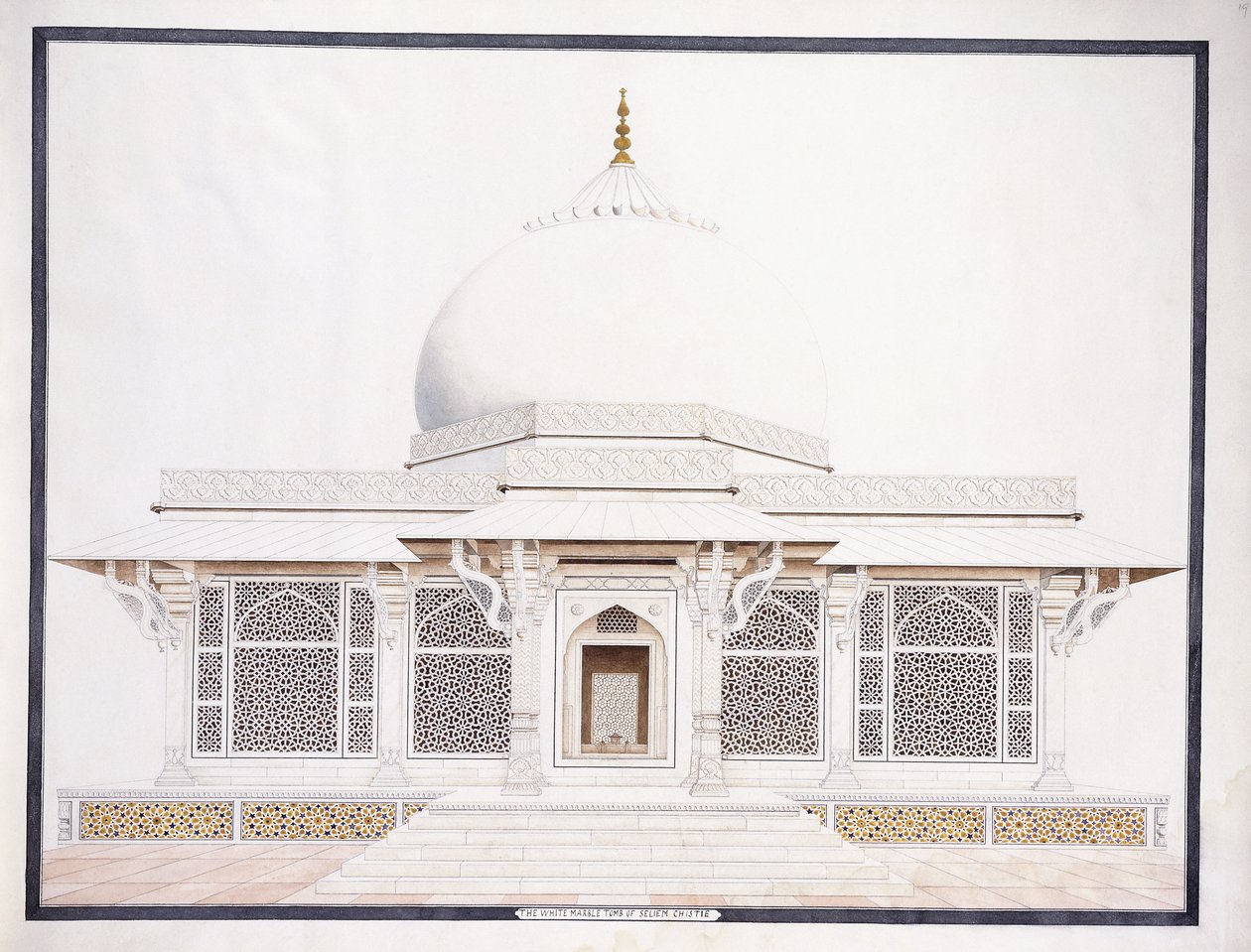 قبر الرخام الأبيض لسليم تشيستي ، ج. 1815 (قلم رصاص وقلم حبر وحبر) بواسطة مدرسة اجرا