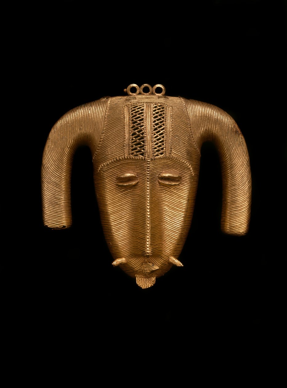 قلادة رأس رامز ، ساحل العاج ، c.1935 (ذهب مصبوب) بواسطة مدرسة اكان